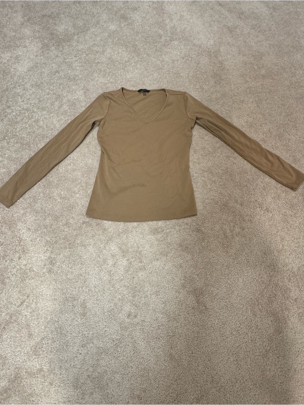 Banana Republic Camel V-Neck Long Sleeve Top
